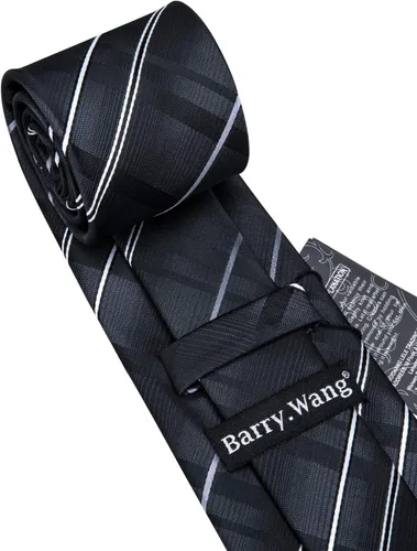 Miniatura 266 de Barry.Wang Juego de corbatas para hombre, corbata de seda a rayas, tejido a cuadros, gemelos formales, negocios, boda