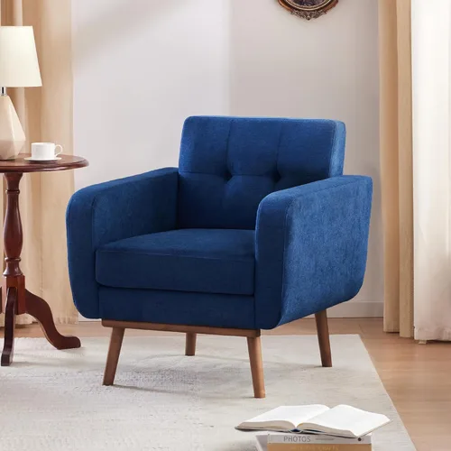 Miniatura 9 de HUIMO Leather Accent Chair, Button Tufted Living Room Chairs Easy to Install, Upholstered Arm Chair for Living Room Bedroom Study Office