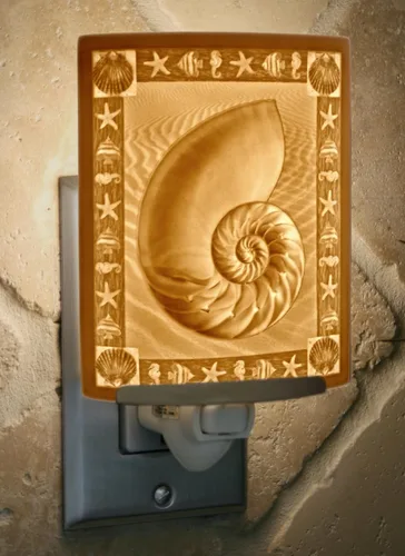 Miniatura 2 de Nautilus - Litofana de porcelana translúcida náutica luz nocturna de vida marina