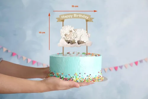 Miniatura 4 de Decoración de pastel de cordero para bebé, bonita decoración de cumpleaños de ovejas para niños, baby shower, suministros de fiesta de animales