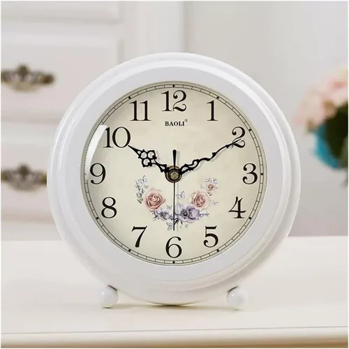 Reloj de mesa vintage de 9.4 in (9.44 pulgadas) Reloj de noche para dormitorio, exquisito reloj de mesa decorativo de madera, reloj de mesa retro 1