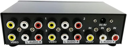 Miniatura 4 de QiCheng&LYS Caja divisor RCA de 4 vías 3 alimentada, 1 en 4 salidas, duplicador de distribución de audio de video compuesto con adaptador de 1 en 4