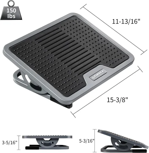 Miniatura 9 de EUREKA ERGONOMIC Reposapiés ajustable con inclinación, reposapiés para debajo del escritorio en el trabajo con superficie de masaje, reposapiés