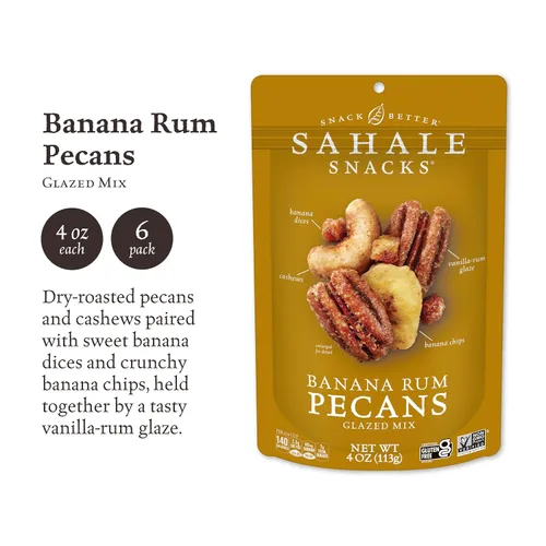 Miniatura 2 de Sahale Snacks - Mezcla glaseada de pacanas al ron y bananas, 4 onzas (paquete de 6)