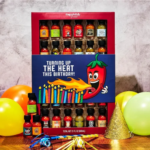 Miniatura 6 de Thoughtfully Juego de regalo de muestra de salsa picante gourmet para cumpleaños, paquete de 30 con sabores como hierba de ajo y whisky de manzana
