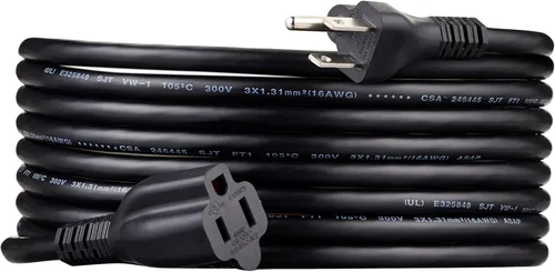 Miniatura 25 de Amazon Basics Cable de extensión, 13 amperios, 125 V, 20 pies, color negro, paquete de 2