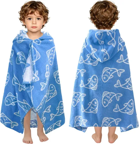 Miniatura 45 de VOOVA & MOVAS Toalla de playa con capucha para niños de 3 a 8 años, 30 x 50 pulgadas, suave, gruesa, grande, 100% algodón, absorbente para playa