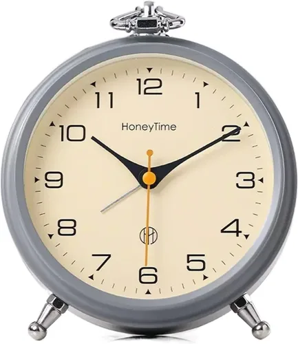 Miniatura 8 de HASMI Reloj despertador analógico, reloj despertador redondo de 6 pulgadas sin tictac, funciona con pilas, reloj despertador súper silencioso, 1