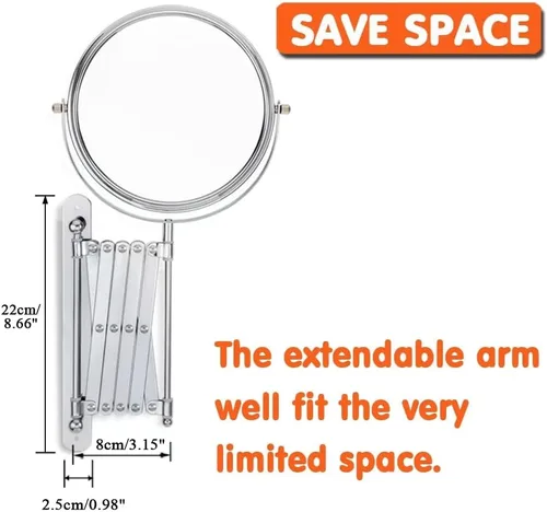 Miniatura 6 de Welllink - Espejo extensible de 7 pulgadas para baño, montaje de tornillo que ahorra espacio, espejo de aumento 3X/1X, vidrio HD sin distorsión