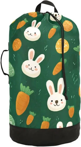 Miniatura 21 de Mochila de lavandería con hojas de estilo bohemio beige con correas ajustables para el hombro, bolsa de lavandería sucia para viajes, campamento
