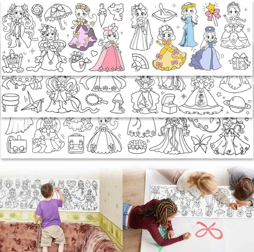 Miniatura 12 de 2 piezas de rollo de dibujo para niños, rollo de papel para colorear para regalo para niños, rollo de papel de dibujo y pintura DIY de 120 * 11.8