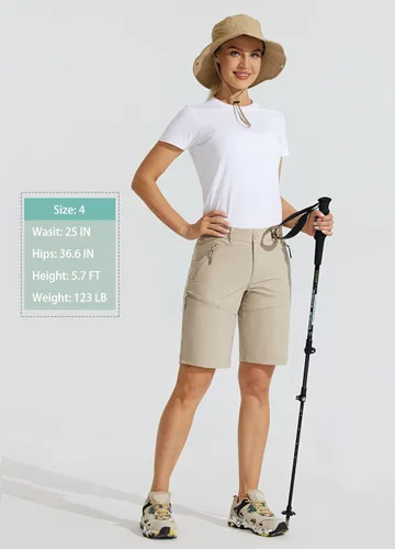 Miniatura 5 de Willit Pantalones cortos largos de senderismo para mujer de 10 pulgadas, de secado rápido, atléticos, de verano, con bolsillos