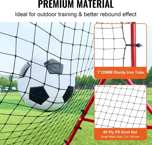 Miniatura 3 de VEVOR Red de rebote de fútbol, rebotador de portería de fútbol de ángulo de cambio rápido para control, práctica de pases, marco de hierro