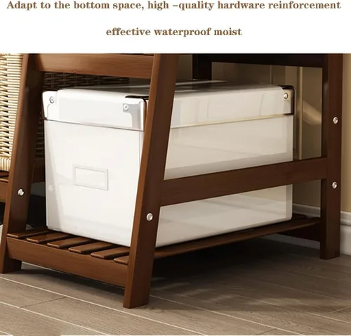 Miniatura 5 de Perchero con almacenamiento de zapatos, armario de bambú para almacenamiento de ropa, 63.0 x 16.5 x 55.1 in