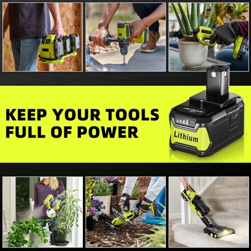 Miniatura 7 de Paquete de 2 baterías actualizadas de 9000 mAh P108 compatibles con Ryobi 18 V batería de litio P108 P102 P103 P104 P105 P107 P109 P122