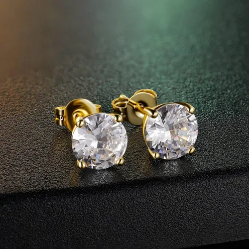 Miniatura 21 de Aretes de tuerca chapados en oro blanco de 18 quilates de 3 a 0.315 in con circonita cúbica redonda, paquete de 6 pares