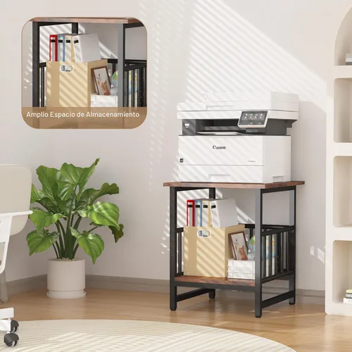 Miniatura 7 de Mesa auxiliar, mesa lateral industrial con estante de almacenamiento de 2 niveles, mini refrigerador de 180LBS con pies ajustables, 45.72cmx45.72cm
