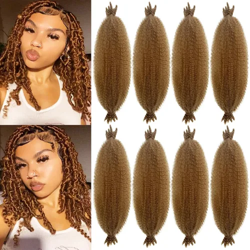 Miniatura 45 de Cabello afro Twist morado degradado de 16 pulgadas, cabello Marley pre-separado para rastas suaves, cabello trenzado Marley Twist Ombre Kinky Spring