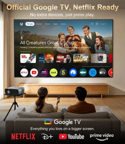 Miniatura 2 de Proyector de TV Google 4K, 2400 ANSI Proyector inteligente diurno con HDR10, enfoque automático ToF, ventilador de refrigeración AI, Dolby, HDMI