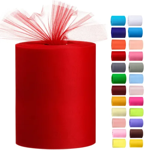 Miniatura 7 de Rollos de tul de 6 pulgadas por 100 yardas (300 pies) de tela de carrete de tul para bricolaje, faldas tutú, bodas, baby shower, manualidades