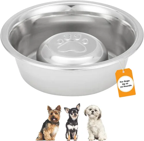 Miniatura 12 de Neater Pet Brands - Tazón de acero inoxidable para alimentación lenta para perros que comen rápido de raza grande, comedero de metal para perros