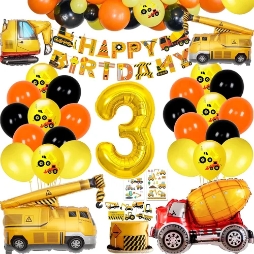 Miniatura 7 de Suministros de Cumpleaños de Construcción para Niños de 2 Años - Kit de Guirnalda de Globos para Decoraciones de Fiesta de Cuarentena