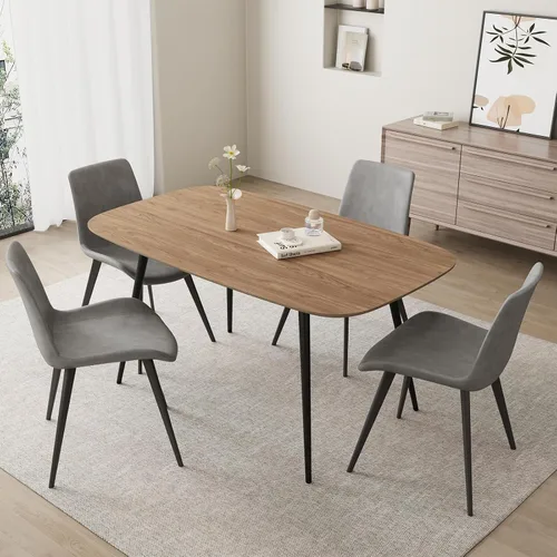 Miniatura 46 de HIPIHOM Mesa de comedor moderna de granja de 47.2 pulgadas, mesa de comedor rectangular de madera con patas de metal para 4 personas para comedor