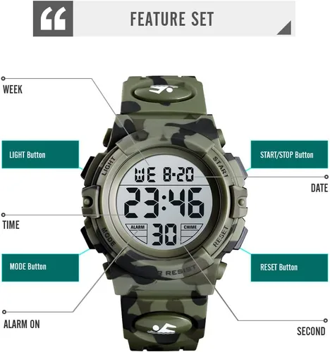 Miniatura 3 de Dayllon Kids Digital Watch Outdoor Sports 50M Waterproof Electronic Watches Alarm Clock 1224 H Stopwatch Calendar Boy Girl Wristwatch