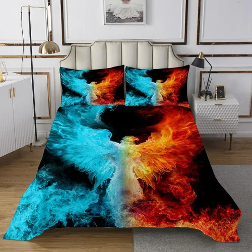 Miniatura 2 de Erosebridal Phoenix - Juego de colcha tamaño King, juego de edredón de fuego de hielo Phoenix para niños, adolescentes y adultos, decoración