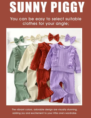 Miniatura 6 de SUNNY PIGGY Baby Girl Clothes Toddler Girl Outfits Ruffle Infant Baby Girl Fall Winter Clothing Flared Pants Set