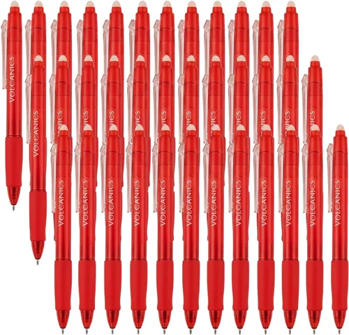 Miniatura 20 de Volcanics Bolígrafos de Gel Borrables Retráctiles Clicker - Punta de Bola de 0.7mm, Borrado por Calor con Borrador Integrado, Paquete de 12 Negro