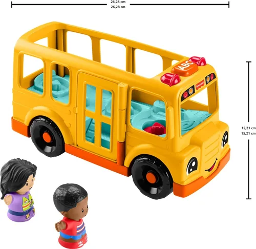 Miniatura 6 de Fisher-Price Little People - Juego de juguete para niños pequeños, autobús escolar musical con vehículo de empuje y 2 figuras para juego de roles