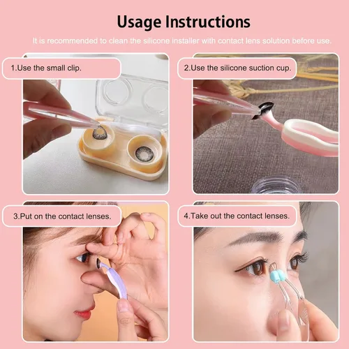 Miniatura 4 de Herramienta de inserción y extracción de lentes de contacto suave, pinzas con punta suave, juego de estuche portátil para lentes de contacto