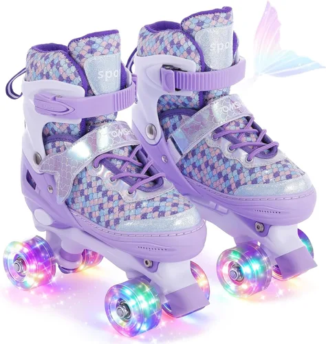 Miniatura 11 de TOMSHOO Patines de ruedas para niños y niñas de 3 a 5, 5 a 8, 6 a 12, 4 tamaños, patines ajustables con ruedas iluminadas, para regalo de cumpleaños