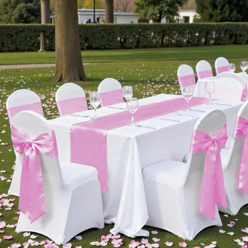Miniatura 54 de mds - Lote de 10 lazos de satén para sillas de boda y eventos, para decoración de fiestas, 30 colores, Satin, 10 Verde oliva