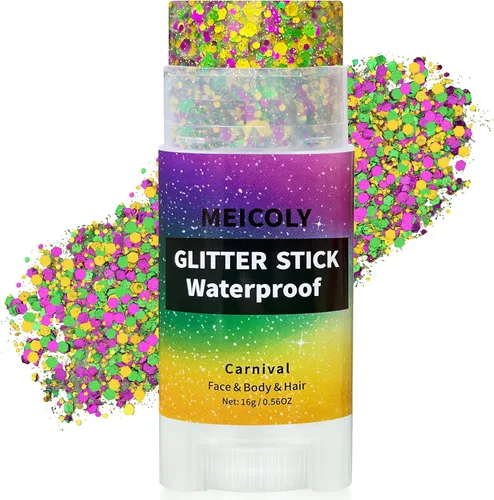 MEICOLY Barra de purpurina corporal de Mardi Gras, barra de purpurina para el cabello para mujeres y niños, accesorios de atuendo de Mardi Gras,