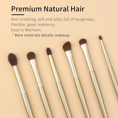 Miniatura 3 de ENZO KEN Juego de brochas de sombra de ojos de pelo natural de cabra profesional, juego de brochas de mezcla de sombra de ojos con estuche, pinceles