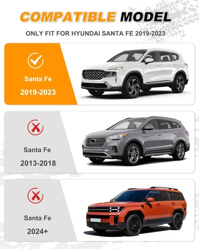 Miniatura 2 de Barras transversales mejoradas para Hyundai Santa Fe 2019-2023, barras transversales de techo antirrobo para equipaje, kayak, esquí, bicicleta