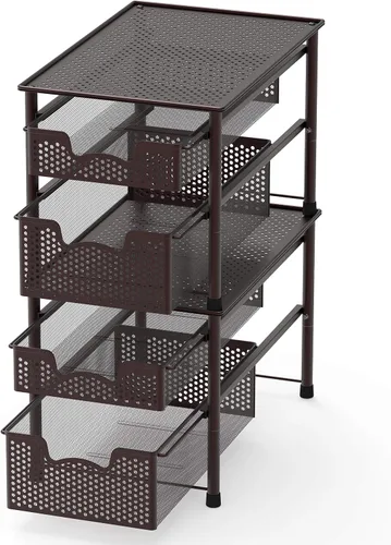 Miniatura 4 de Simple Houseware - Cajón organizador apilable de 2 niveles, bronce