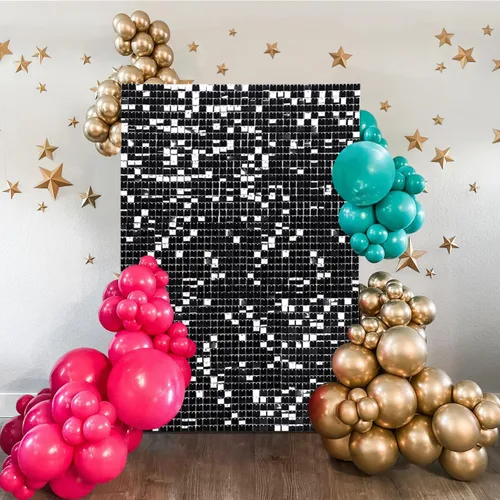 Fondo negro brillante para pared, 3 x 4 pies, fondo de fotos de graduación con purpurina para fiestas, aniversarios, discotecas, cumpleaños,