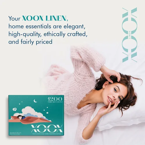 Miniatura 6 de XOOX Linen - Juego de sábanas de 1200 hilos 100% algodón egipcio, tamaño King, de algodón egipcio, juego de 4 piezas de lujo, (azul claro), suave
