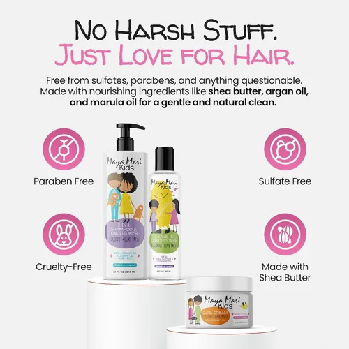 Miniatura 5 de Set de Regalo para Cabello Rizado de Niños Champú y Acondicionador 2 en 1 para Niños, Crema para Rizos y Acondicionador sin Enjuague Manteca