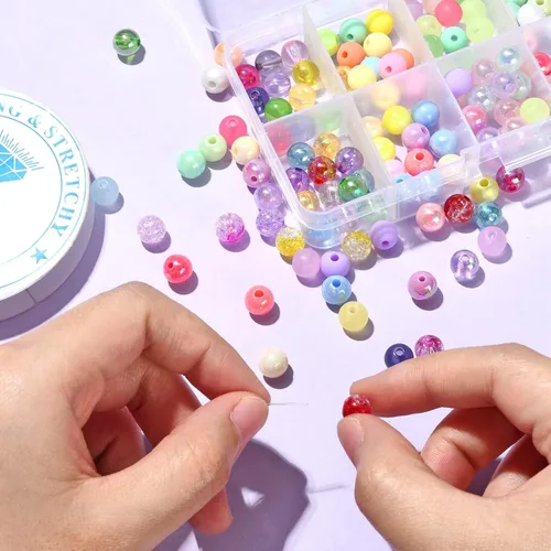 Miniatura 6 de LiQunSweet 200 cuentas acrílicas opacas de 0.315 pulgadas (0.315 in), cuentas redondas de color AB, cuentas sueltas espaciadoras para fabricación