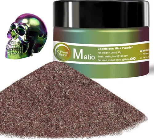 Miniatura 18 de Matio Polvo de Mica Camaleón, 10 * 5g Polvo Cromado, Pigmento de Efecto Nacarado con Cambio de Color, Juego de Polvo de Mica para Resina Epoxi
