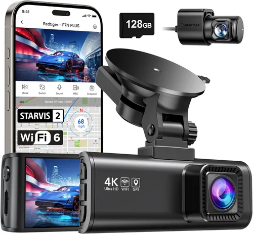 Miniatura 9 de REDTIGER Dash Cam 4K frontal y 1080P trasero, sensor STARVIS 2, WiFi de 5.8 GHz (20 MB/s), GPS, WDR y visión nocturna HDR, gran angular de 170°