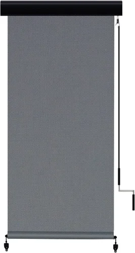 VICLLAX Persiana enrollable de tela solar prémium para exteriores, para porche, patio, balcón, funciona con manivela con cenefa protectora de Gris