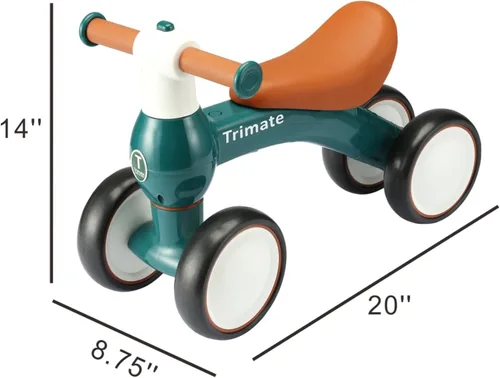 Miniatura 2 de Bicicleta de equilibrio Baby Walker, color verde, juguete perfecto para niños de 1 año, con 4 ruedas, ideal para niños y niñas (12-24 meses)
