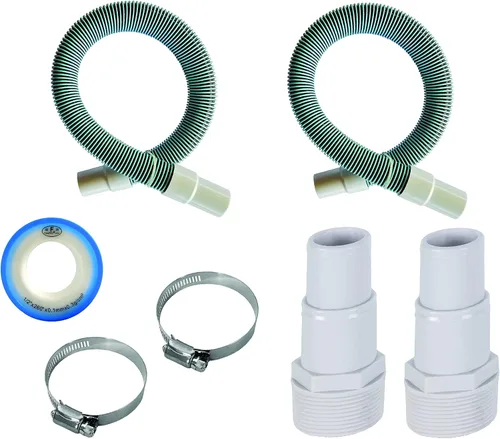 FibroPool Kit de manguera de filtro de piscina de 1-1/2 pulgadas, paquete de 2 de 6 pies, puños reforzados, adaptadores de abrazaderas y cinta de