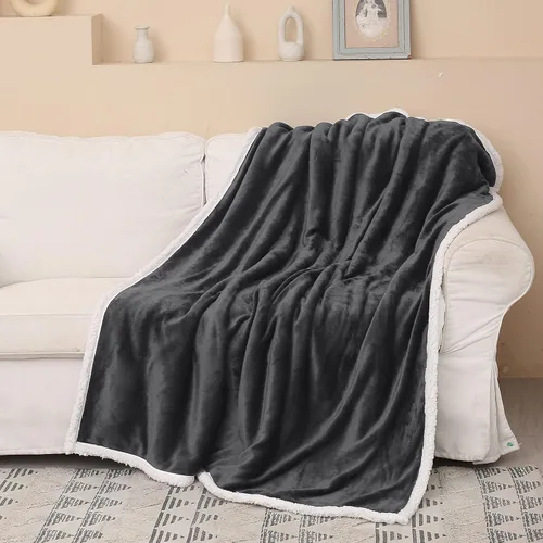 Miniatura 22 de Catalonia Manta Sherpa de Lana Azul Marino, Manta de Felpa de Visón Súper Suave para Sofá, Manta Mullida y Esponjosa para Cama y TV, Mantas Pesadas