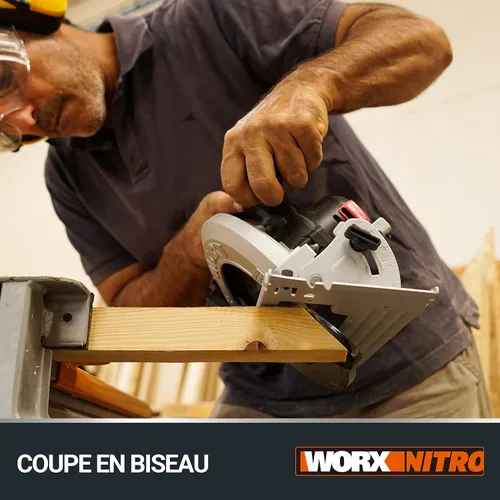 Miniatura 5 de WORX Sierra circular sin escobillas de 20 V PowerShare WX520 Incluye 1 batería de 2 Ah y cargador Motor sin escobillas, corte biselado, base